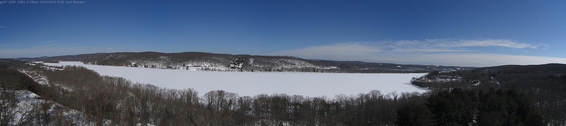 A picture of the frozen-over Connecticut River taken by Joel Stocker's drone in its latest flight.