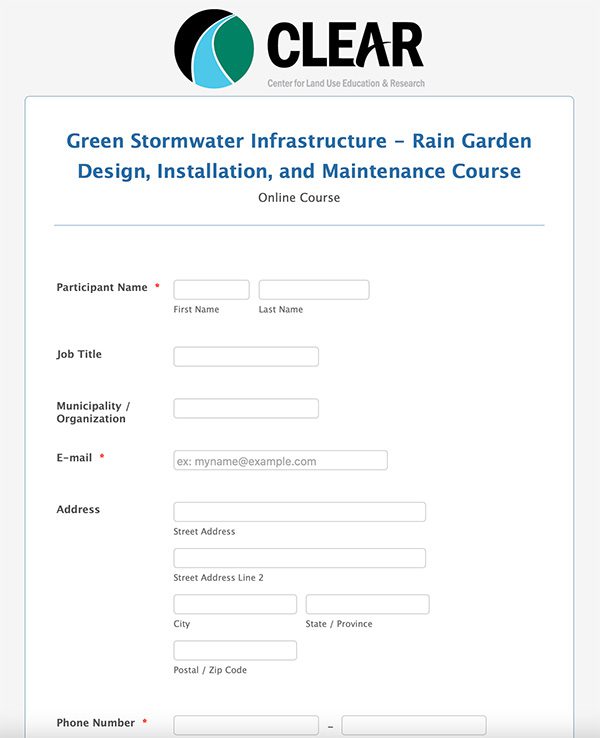 Rain Garden course registration 